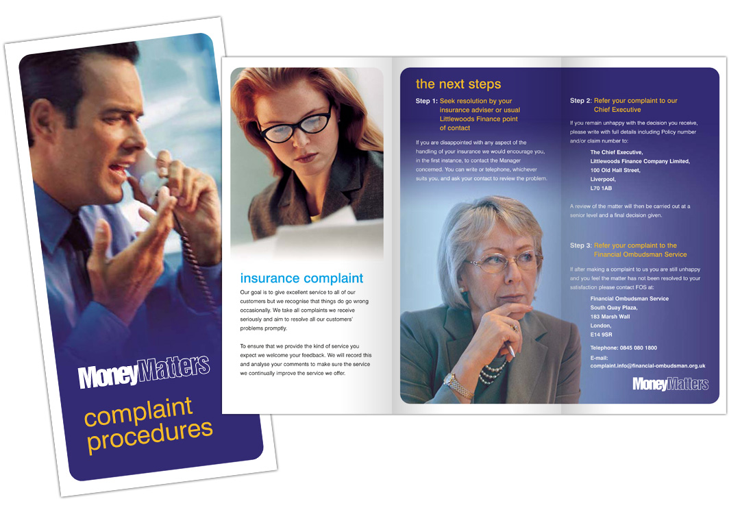 LPF Littlewoods Personal Finance complaints leaflet design