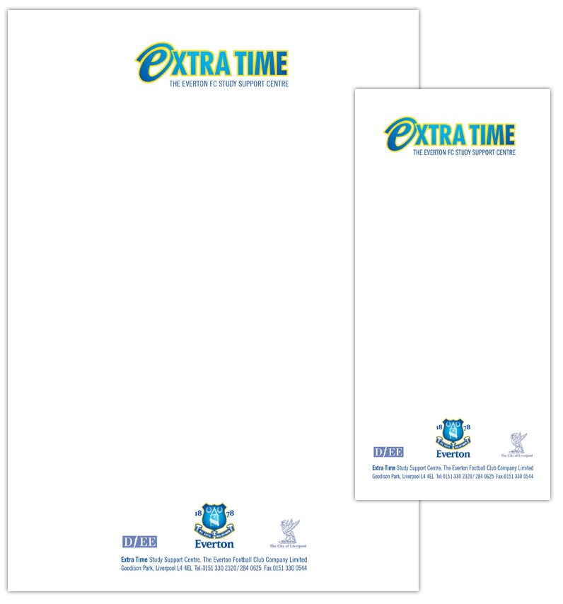 EFC Everton Football Club 'extra time' stationery design