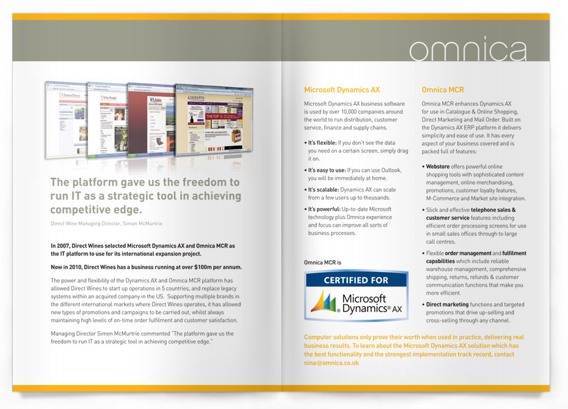 Brochures and leaflet designs for omnica