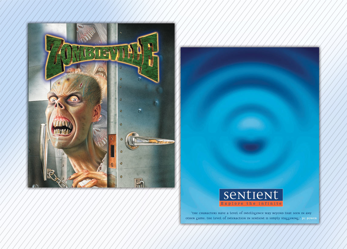 Sony Sentient and Zombieville PC packaging design