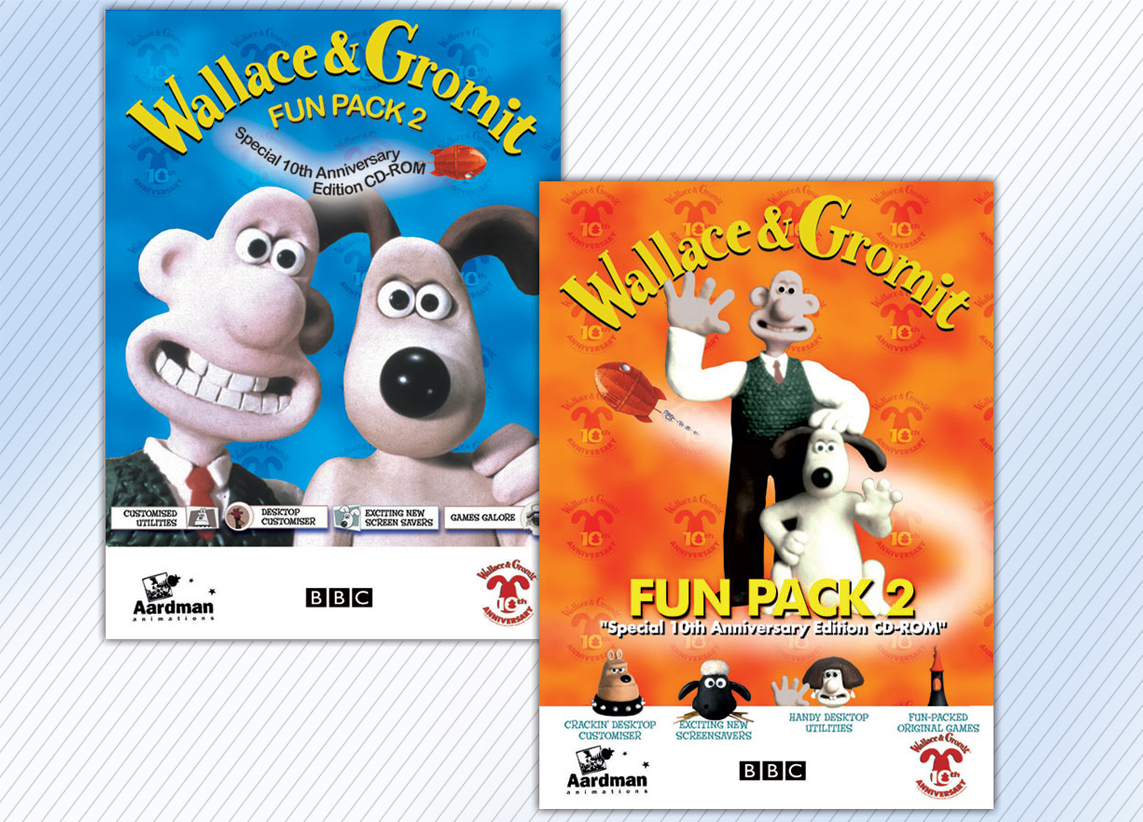 Wallace and Gromit PC packaging designs for the BBC/Aardman Animations