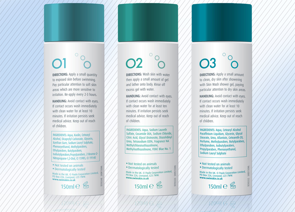 Packaging design for swimskin - bottle back