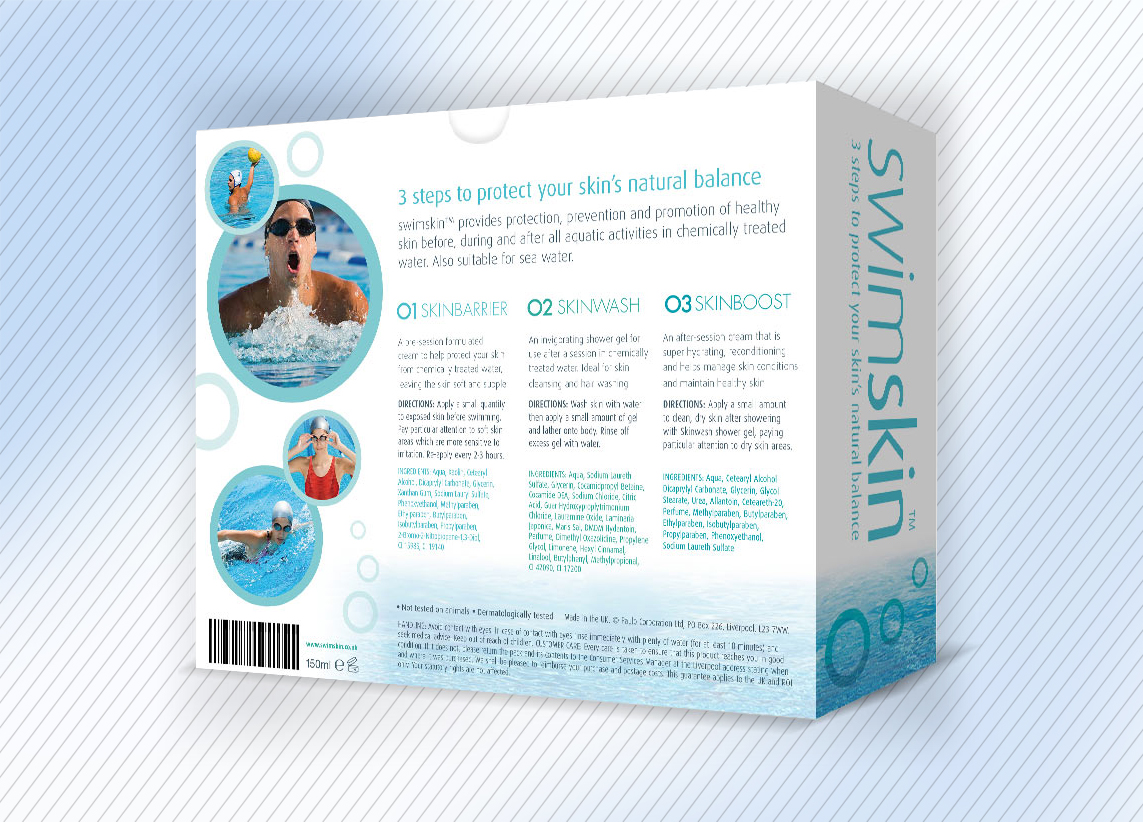 Packaging design for swimskin - box back