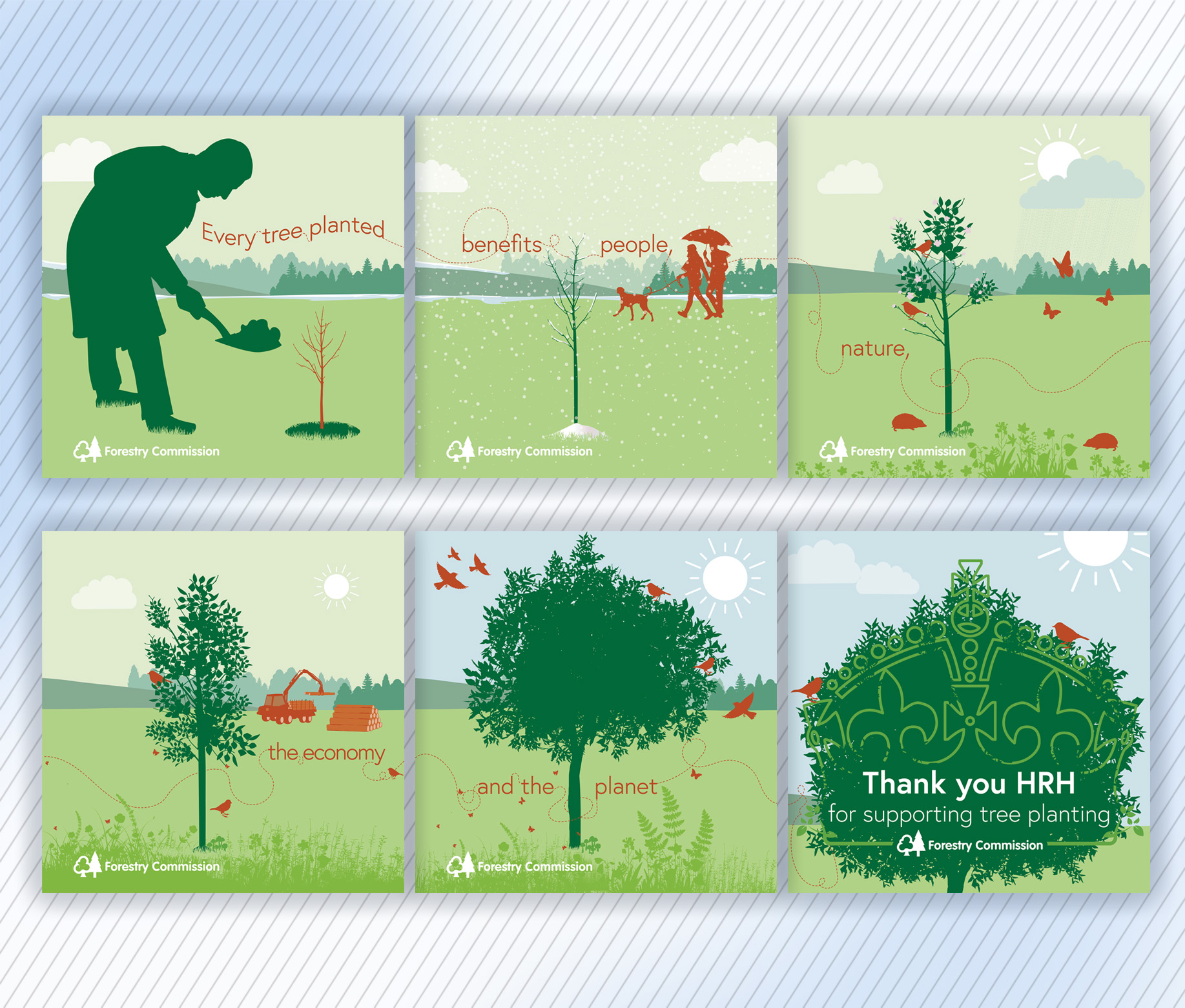 Forestry Commission The King's Coronation illustrated carousel graphics