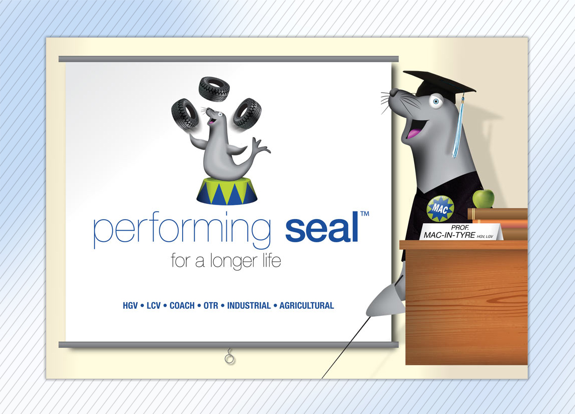 Character digital design for Performing Seal brand guidelines and promotional sales materials