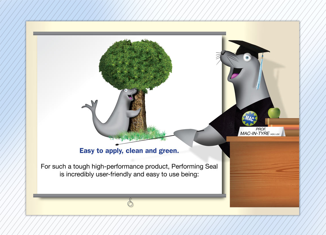 Character digital design for Performing Seal brand guidelines and promotional sales materials