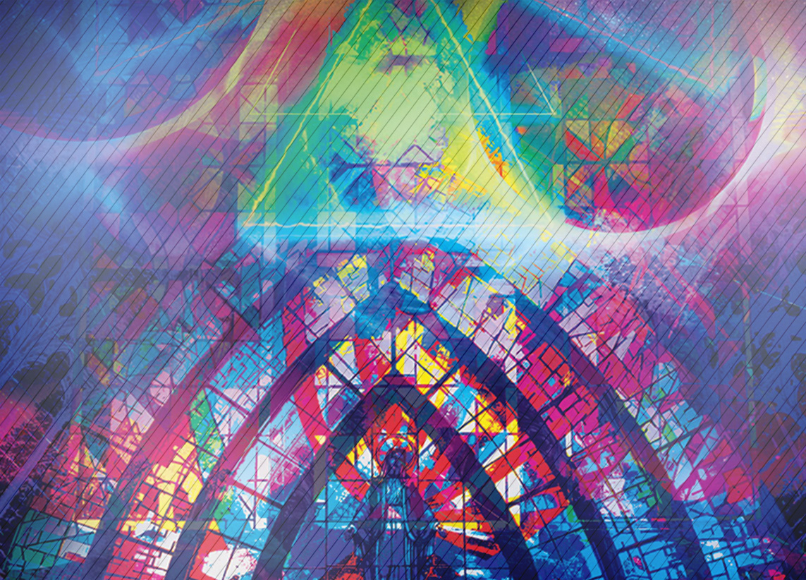 St Edward's College 'This Shining Night' in association with the Tung Auditorium poster design close-up on photoshop stained glass montage illustration